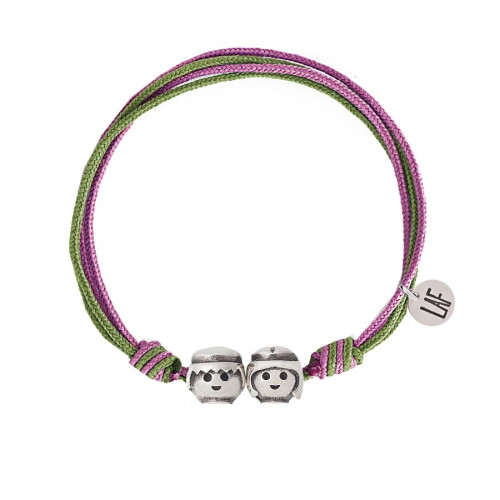 Pulsera joya Playmobil en rosa verde cilck él y ella