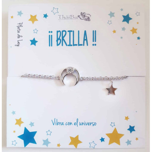 Pulsera luna creciente de plata de ley