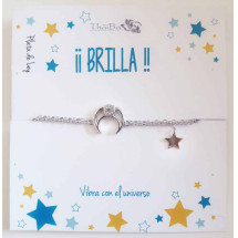 Pulsera luna creciente de plata de ley
