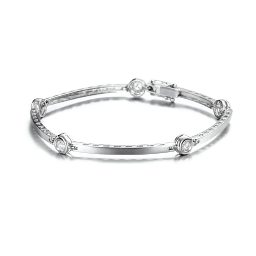Pulsera semirigida diamantes oro blanco classic