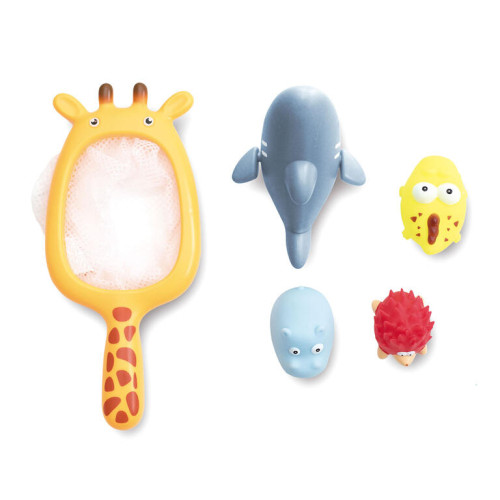 Red con forma de Jirafa con 4 mu&ntilde;ecos de ba&ntilde;o