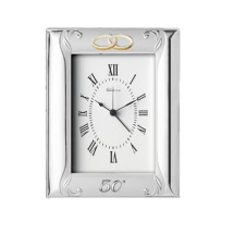 Reloj bilaminado en plata 50 aniversario sobremesa 9x13 cm