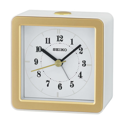 Reloj Seiko despertador qhe082w cuadrado dorado