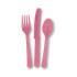 Set de cubiertos de pl&aacute;stico color rosa - L&iacute;nea Colores B&aacute;sicos
