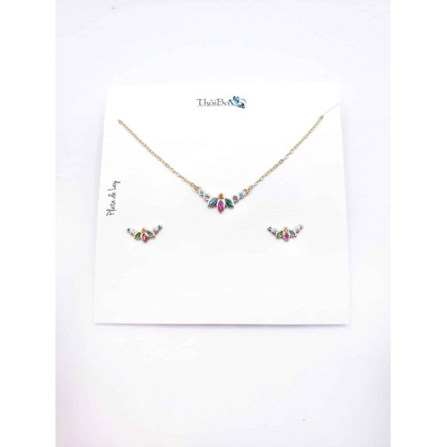 Set p&eacute;talos color de plata de ley con ba&ntilde;o de oro de 14 quilates
