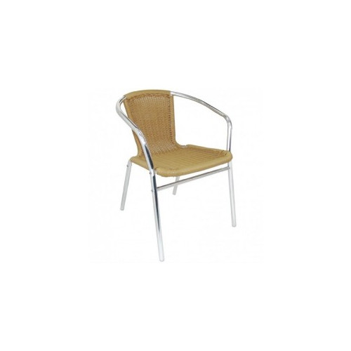 Sillas polirat&aacute;n color natural con brazos de aluminio Bolero 4 unidades U422
