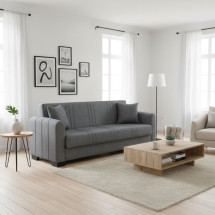 Sofá cama Deva 3 plazas con almacenamiento gris 84x215x85 cm
