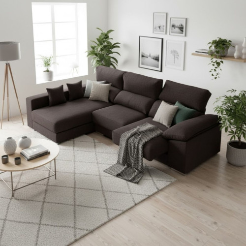 Sof&aacute; chaiselongue Calgary 3 plazas deslizante y reclinable tela Bergamo 290 cm