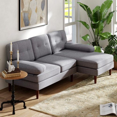 Sof&aacute; chaiselongue Kumo Homcom 3 plazas gris 88x215x142 cm