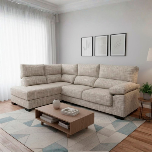 Sof&aacute; chaiselongue Meridien 3 plazas deslizante + reclinable tela Sorrento 100x282x195 cm