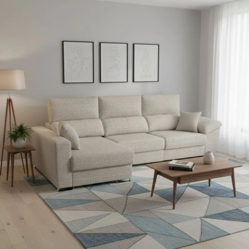 Sof&aacute; chaiselongue Ponza 3 plazas deslizante + cabezales reclinables 100x275x160 cm