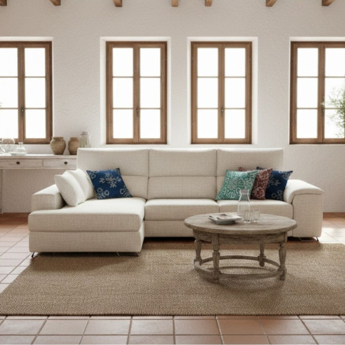 Sof&aacute; chaiselongue Sidney 3 plazas deslizante y reclinable tela Sorrento 285 cm