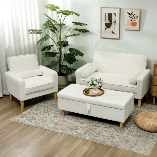 Sof&aacute; Yuki Homcom 2 plazas crema 82x130x74,5 cm