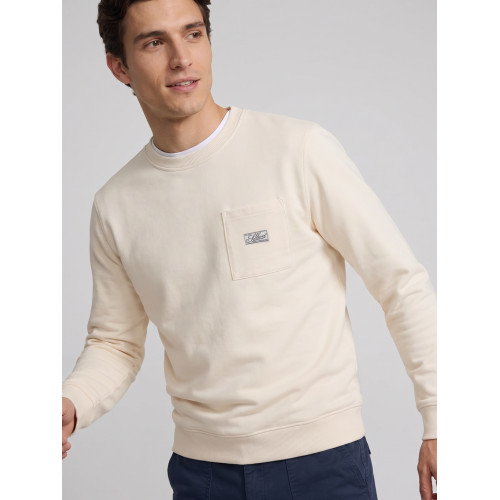 Sudadera bolsillo etiqueta crema