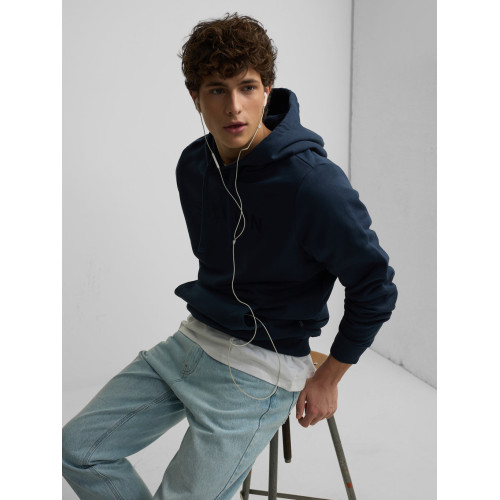 Sudadera capucha Silbon raqueta media azul marino