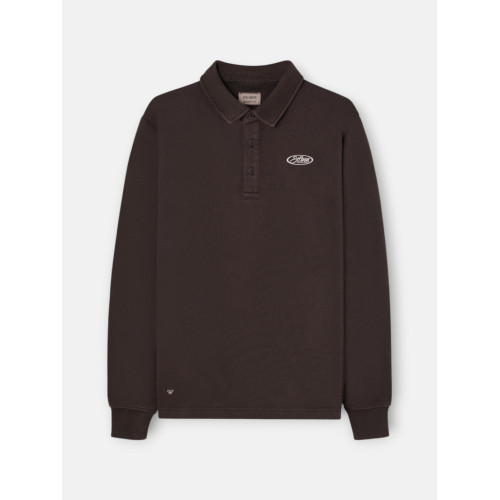 Sudadera cuello polo desgastada marron