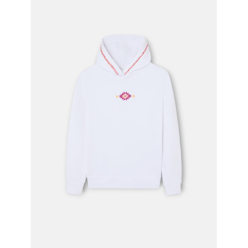 Sudadera girl capucha raqueta etnica blanca