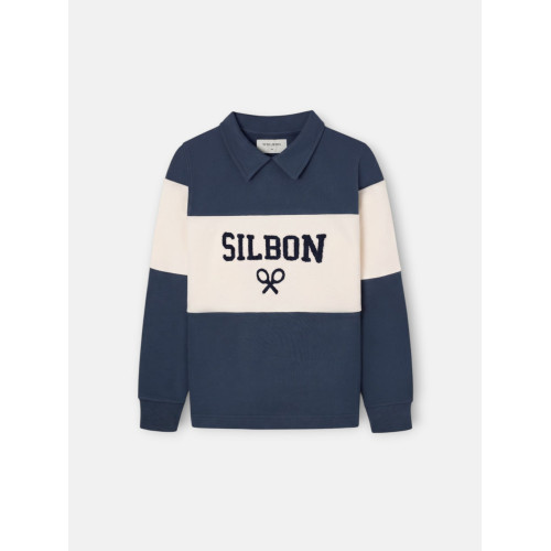 Sudadera kids cuello polo bloque azul marino