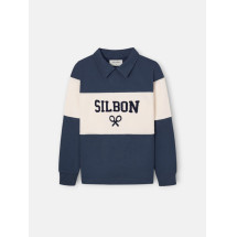 Sudadera kids cuello polo bloque azul marino