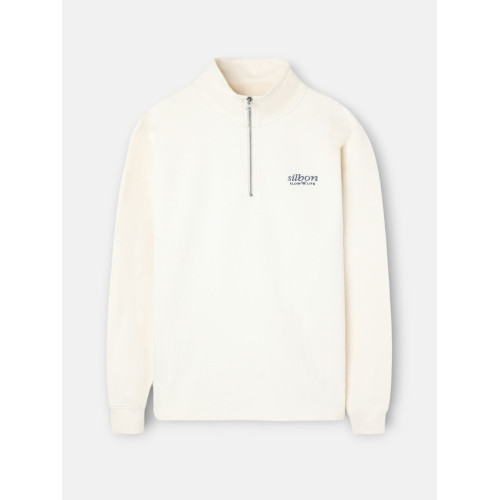 Sudadera media cremallera slow life crema