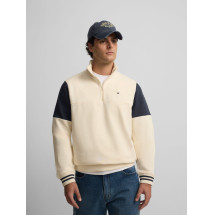 Sudadera media cremallera vintage crema