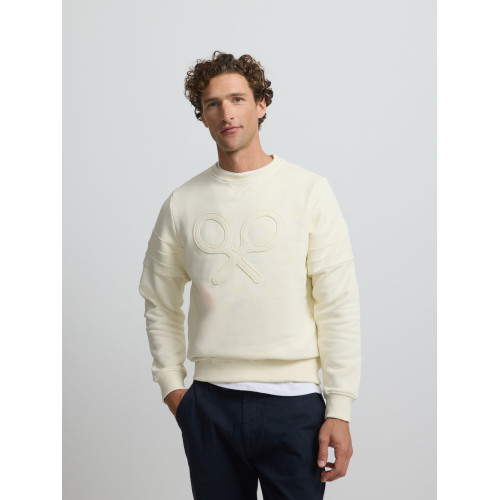 Sudadera raqueta relieve tono crema