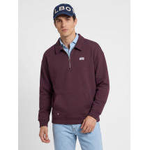 Sudadera relaxed fit media cremallera etiqueta burdeos