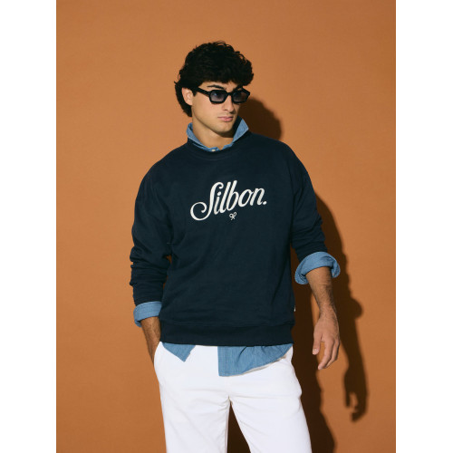 Sudadera relaxed fit silbon bordado azul marino