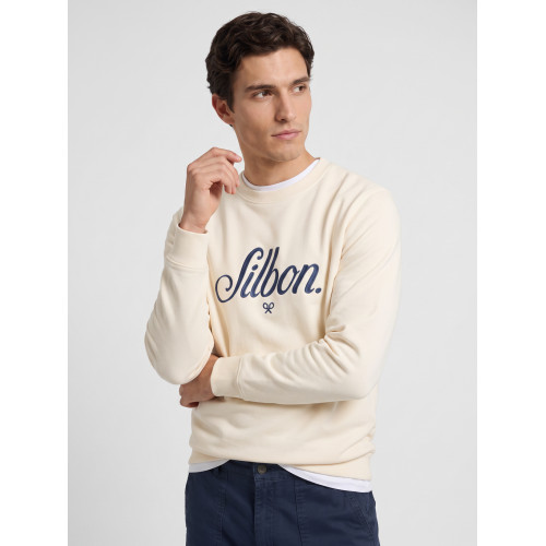 Sudadera relaxed fit silbon bordado crema