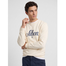 Sudadera relaxed fit silbon bordado crema