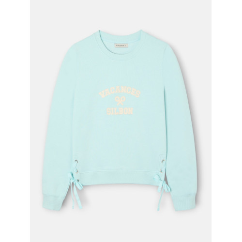 Sudadera woman detalle cuerdas verde agua