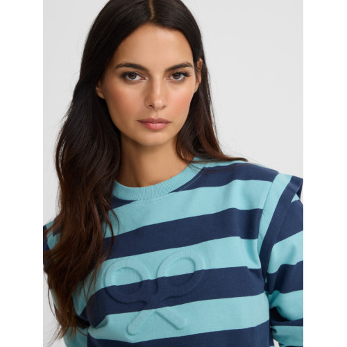 Sudadera woman hombreras rayas azules