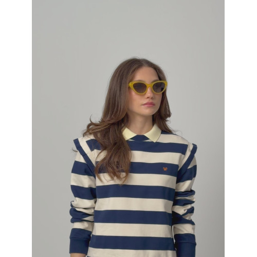 Sudadera woman hombreras rayas azules