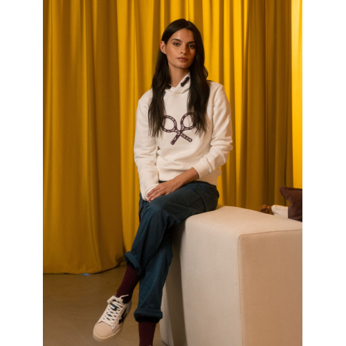 Sudadera woman raqueta estampado cruda