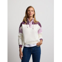 Sudadera woman tricolor cuello botones morados