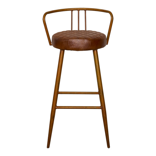 Taburete de bar acero envejecido y cuero Andrax
