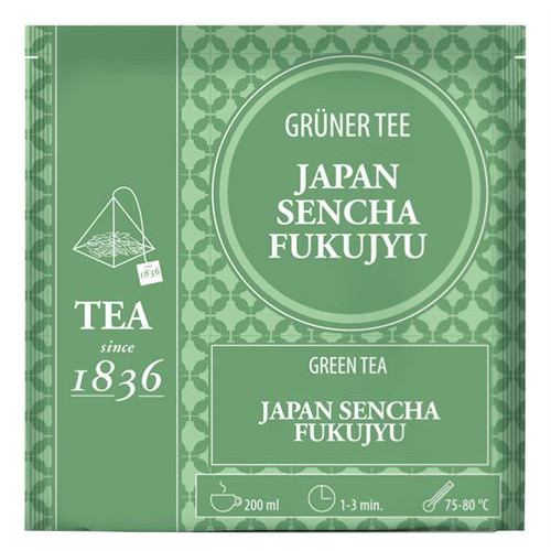 T&eacute; verde japon&eacute;s Sencha Fukujyu, Caja de 50 P&iacute;ramides en Bolsas