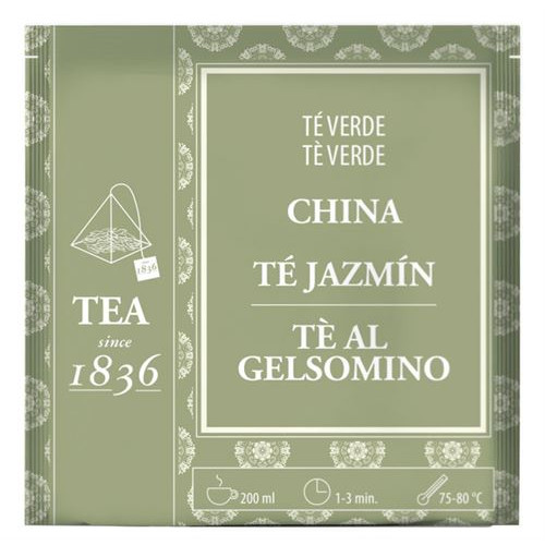 T&eacute; verde Jazm&iacute;n premium, Caja de 50 P&iacute;ramides en Bolsas