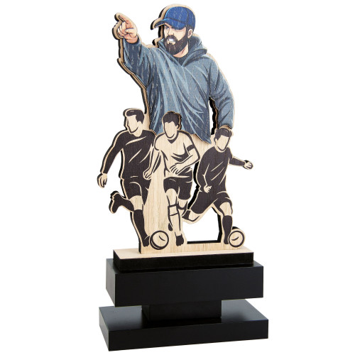 TROFEO ENTRENADOR DE MADERA A COLOR