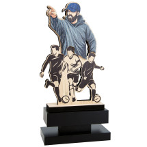 TROFEO ENTRENADOR DE MADERA A COLOR