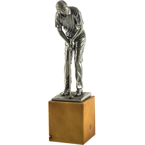 TROFEO FIGURA GOLF CON PEANA MADERA