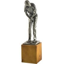 TROFEO FIGURA GOLF CON PEANA MADERA