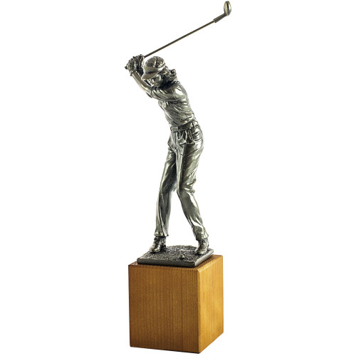 TROFEO FIGURA GOLF CON PEANA MADERA FEMENINO