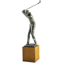 TROFEO FIGURA GOLF CON PEANA MADERA FEMENINO