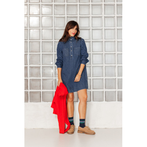 Vestido corto vaquero rayas