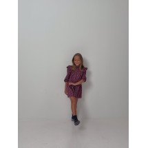 Vestido girl volantes estampado burdeos