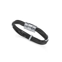 Viceroy pulsera 15192P01000 acero y piel negra