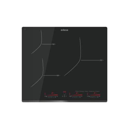 Vitrocer&aacute;mica Edesa EIM6330 B/A 7000W 3 fuegos 9 potencias negro 59 cm