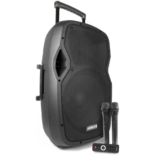 Vonyx AP1500PA | Bafle Port&aacute;til 15" 800W con 2 Mic UHF, Bluetooth y Bater&iacute;a