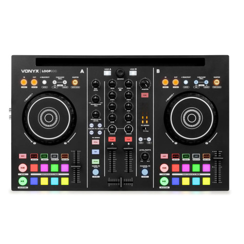 Vonyx Loop300 &ndash; Controlador MIDI DJ de 2 canales, 8 pads, Efectos, salida RCA